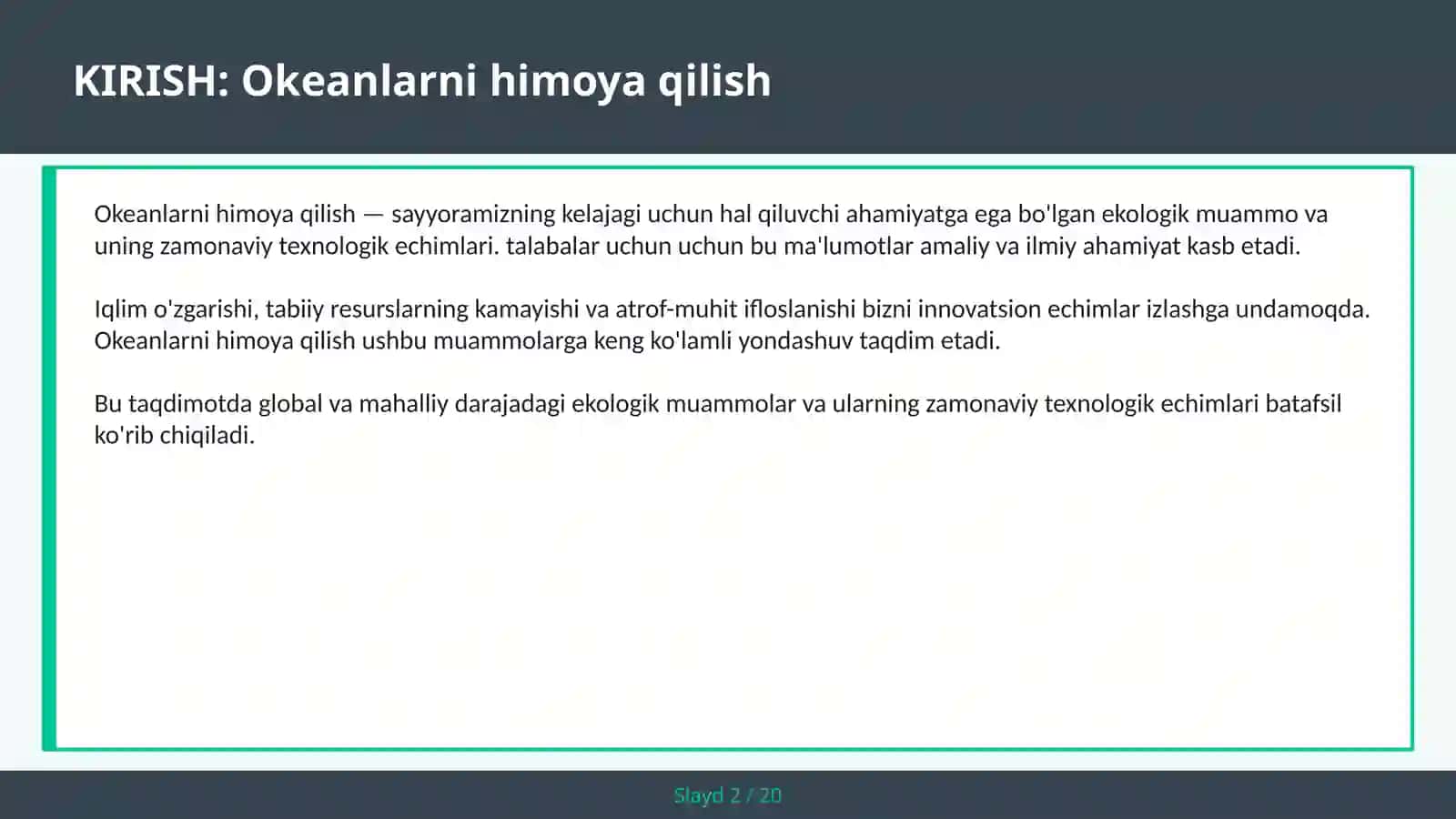 Okeanlarni himoya qilish 2