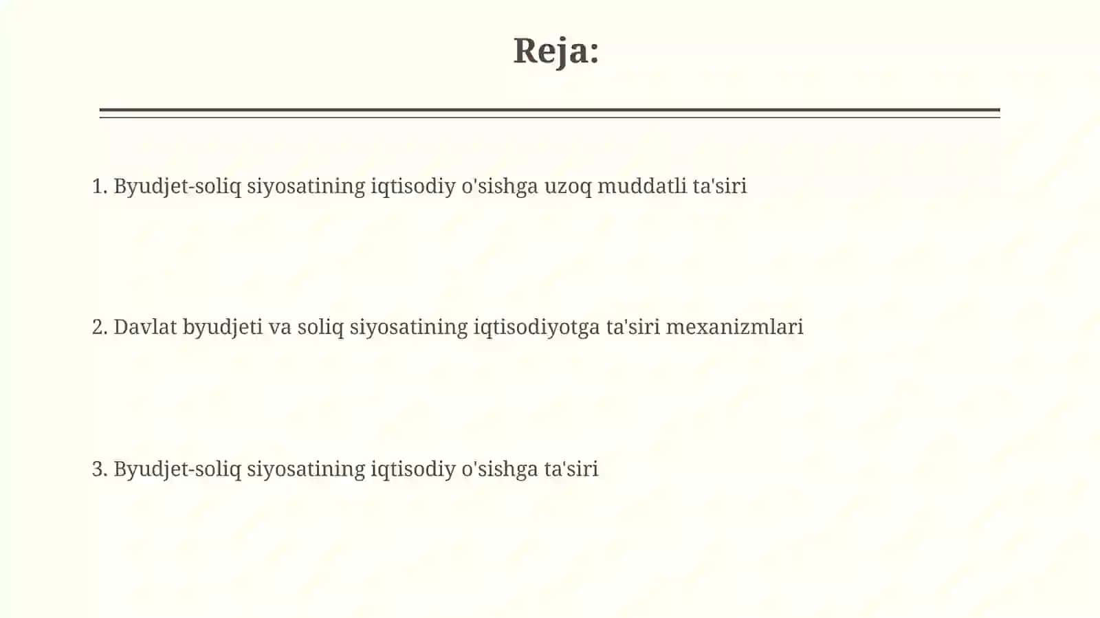 Byudjet-soliq siyosatining iqtisodiy o’sishga tasiri 2