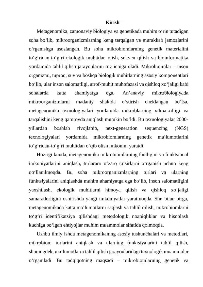 Metagenomikada asosiy tushunchalar va metodlar 2