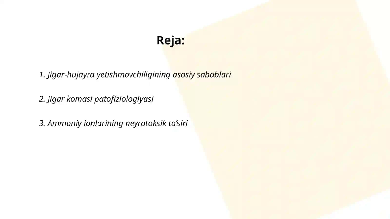 Jigar-hujayra yetishmovchiligi va jigar komasi vujudga kelishining biokimyoviy mexanizimlari va tashxisi 2