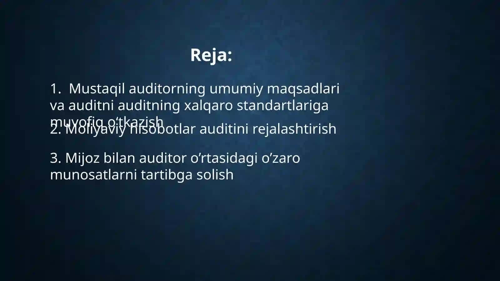 Auditning xalqaro standartlari asosida auditni tashkil etish. 2