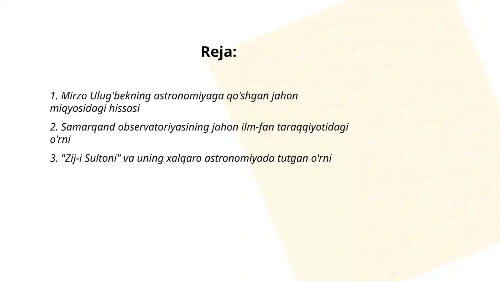 Mirzo Ulug'bekning jahon ilm-fan rivojida tutgan o'rni 2