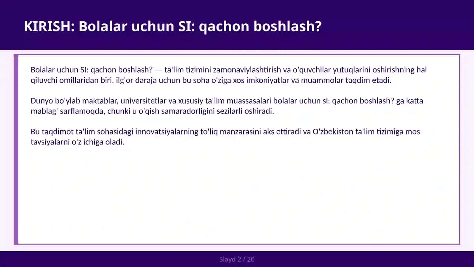 Bolalar uchun SI: qachon boshlash? 2