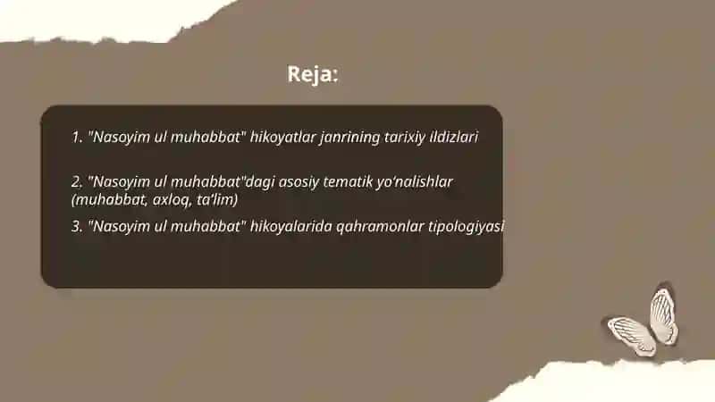 "Nasoyim ul muhabbat" dagi hikoyatlar janri 2