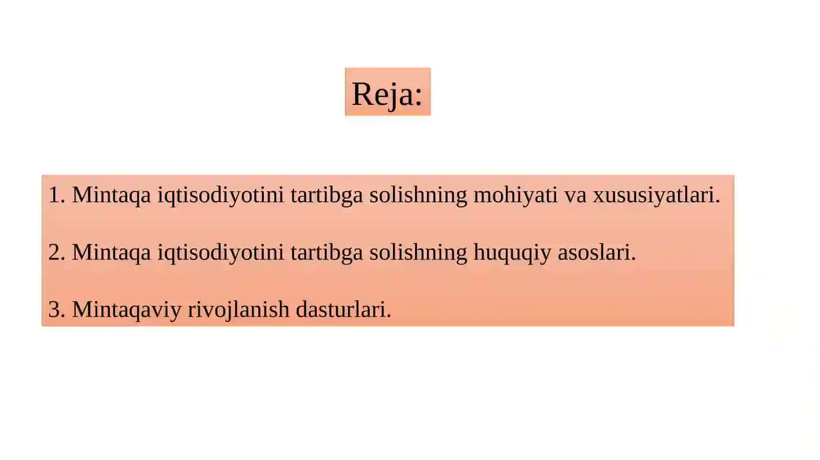 Mintaqa iqtisodiyotini tartibga solishning xorij tajribasi 2