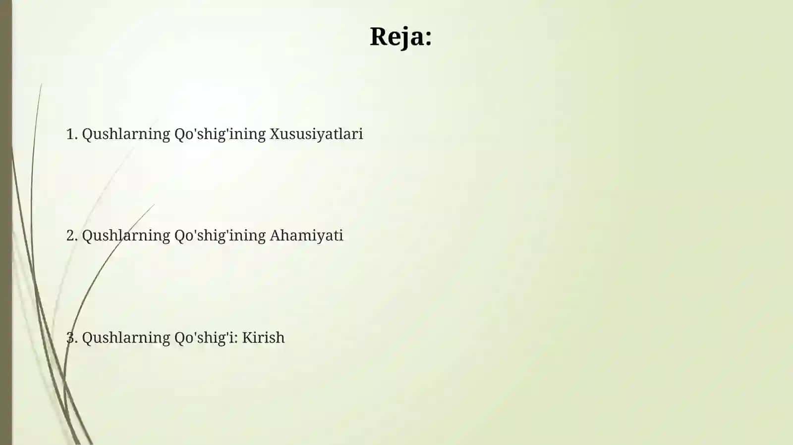 Qushlarning Qo‘shig‘i: Kirish 2