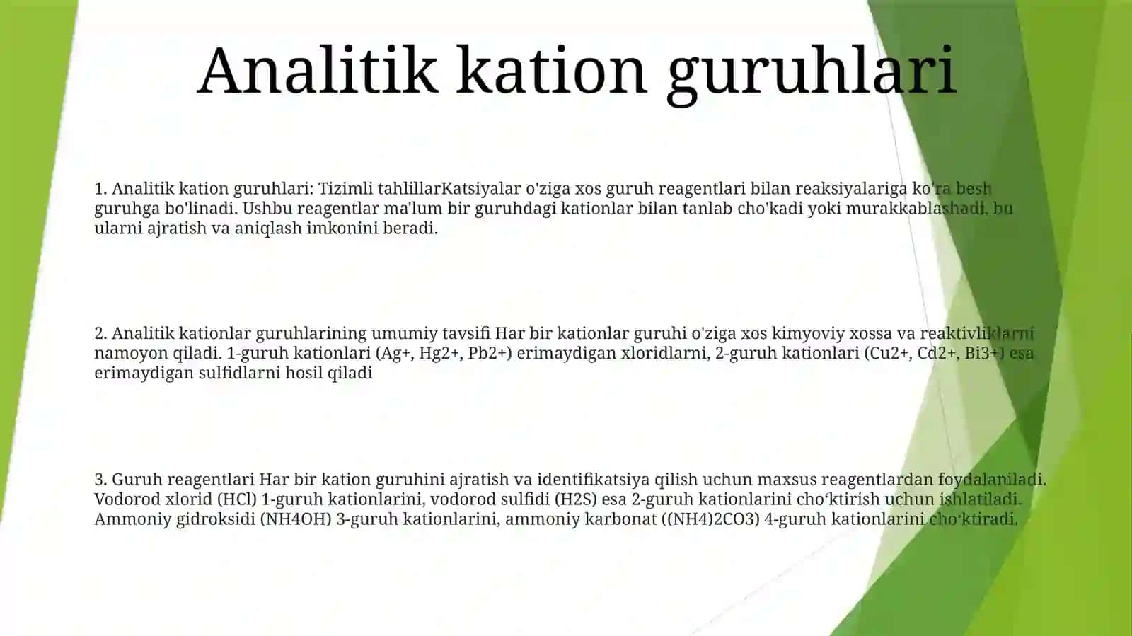 Analitik Guruh Kationlarining Umumiy Tafsifi Va Guruh Reagenti 2