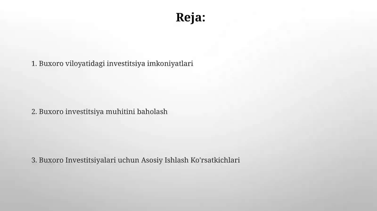 Buxoroviloyatiinvestitsiyasalohiyati,uningbaholashusulivakoʻrsatgichlari 2