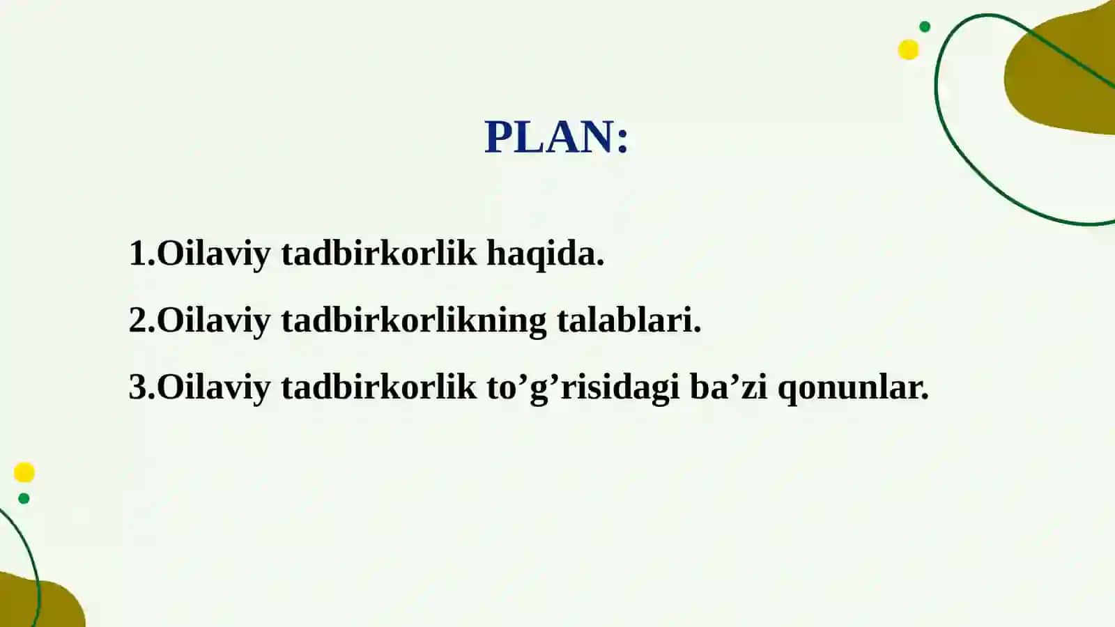 “Oilaviytadbirkorlik to’g’risida” darslik 2