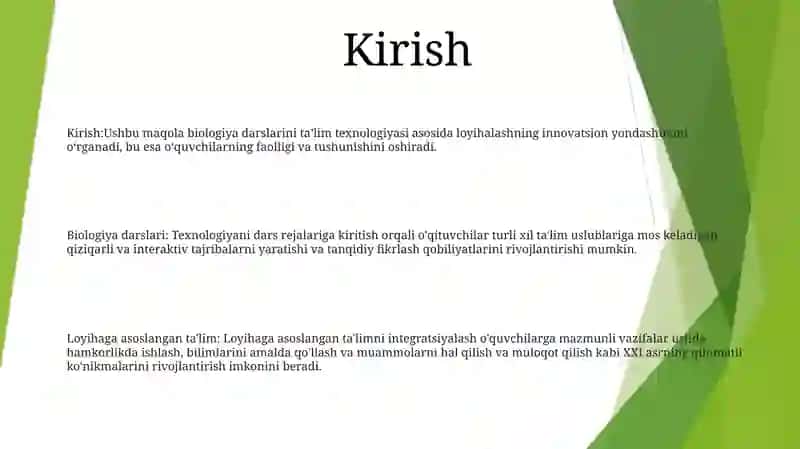 Biologiyadan Mashģulotlarni Rivojlantiruvchi Ta'Lim Texnologiyasi Asosida Loyihalash 2