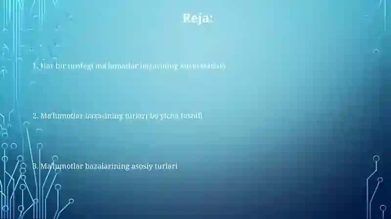 Berilganlar bazasini tip bo'yicha klassifikatsiyalash 2