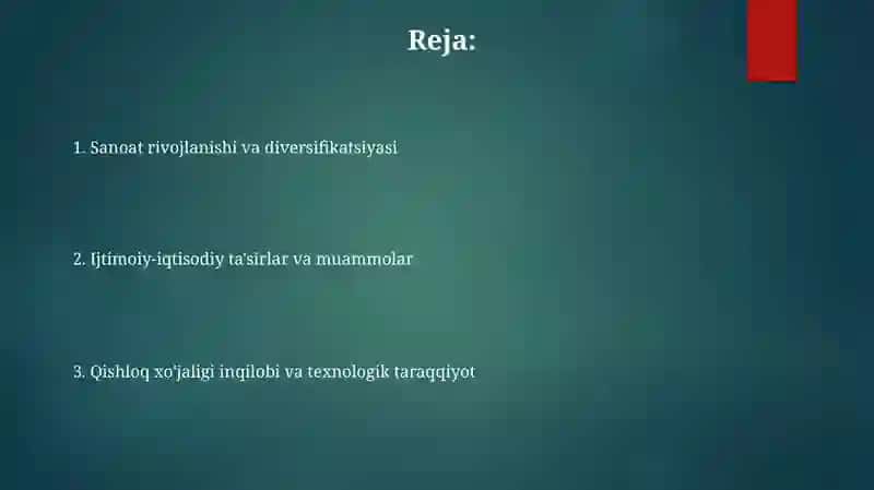 Mustaqillik yillarida qishloq hujaligi va sanoat sohasidagi o’zgarishlar 2