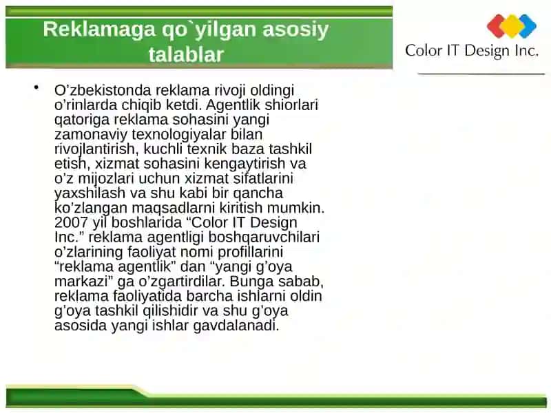 O'zbekiston reklama va veb dizayn agentligi 2