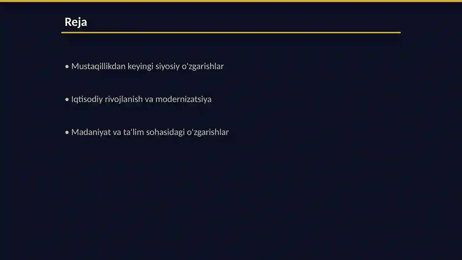 Òzbekistonning eng yangi tarixi fanining peridmeti 2