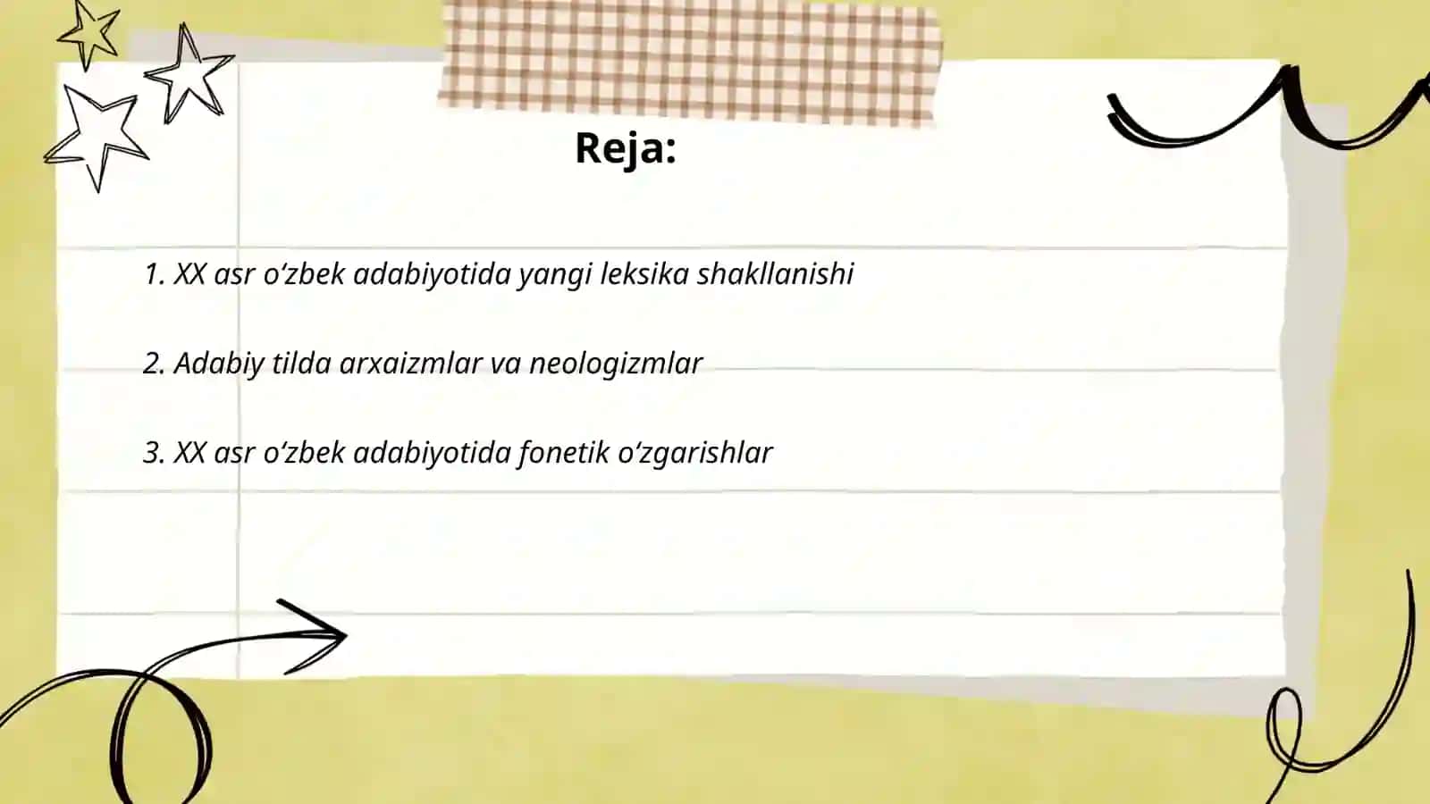 XX asr o‘zbek adabiyotida yangi leksika shakllanishi 2