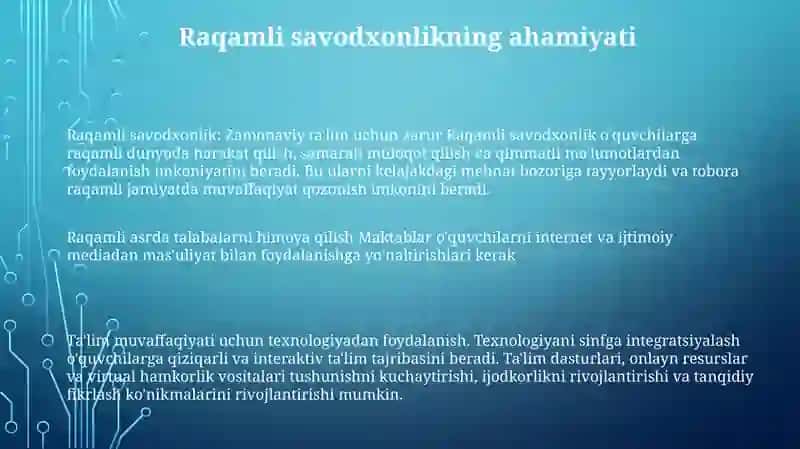 Raqamli savodxonlik: Zamonaviy ta'lim uchun zarur Raqamli savodxonlik 2