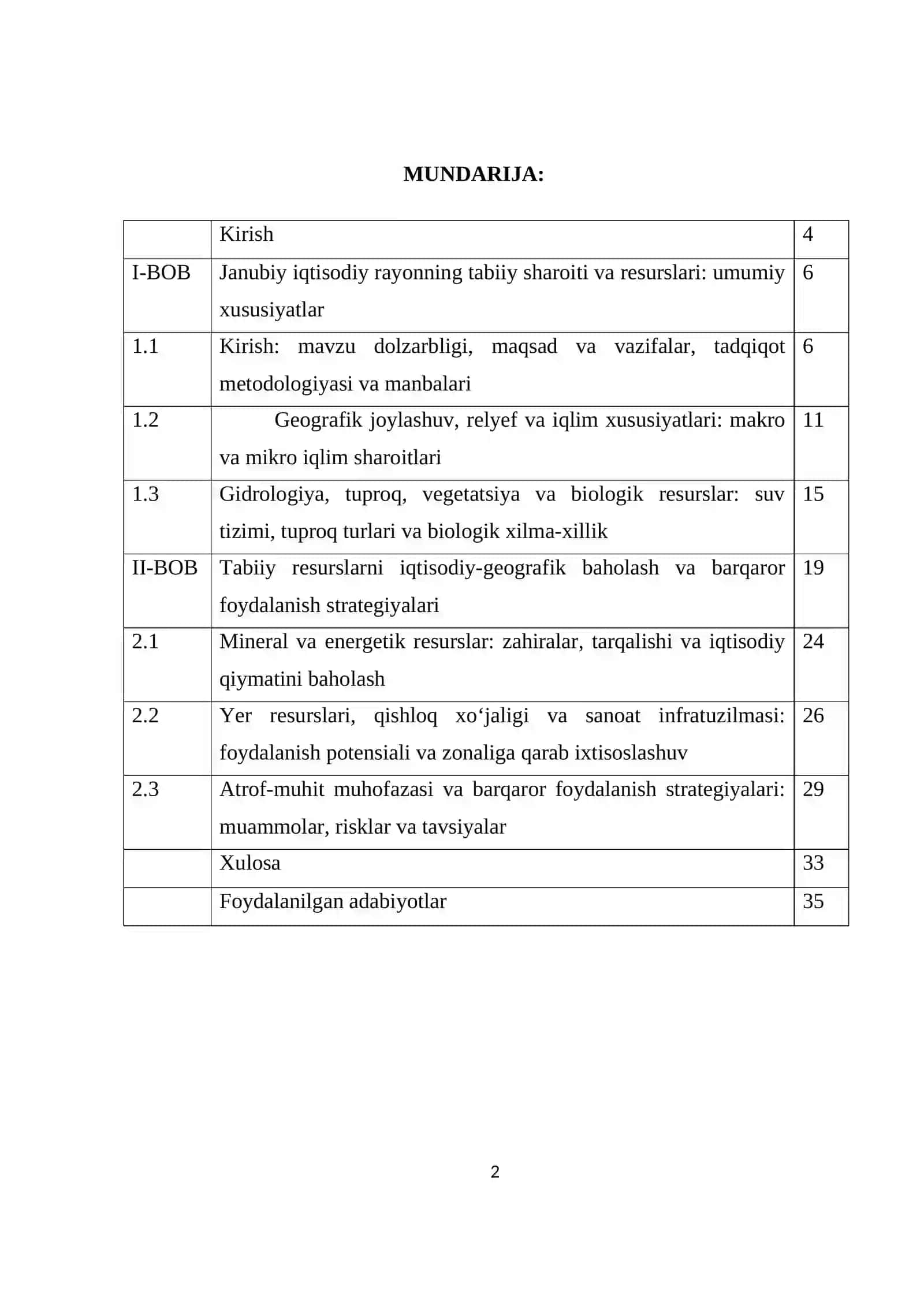 Janubiy iqtisodiy rayoni tabiiy sharoiti va resurslarini iqtisodiy–geografik baholash 2