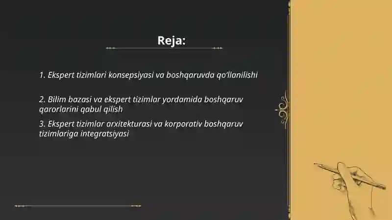 Ekspert tizimlarini boshqarishdagi o‘rni va ularni iqtisodiyot tarmoqlarida qo‘llash 2