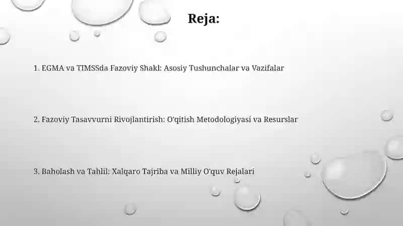 EGMA VA TIMSSxalqarobaholashdasturida"Fazovashakl"mazmunsohasigaoidtopshiriqlar 2