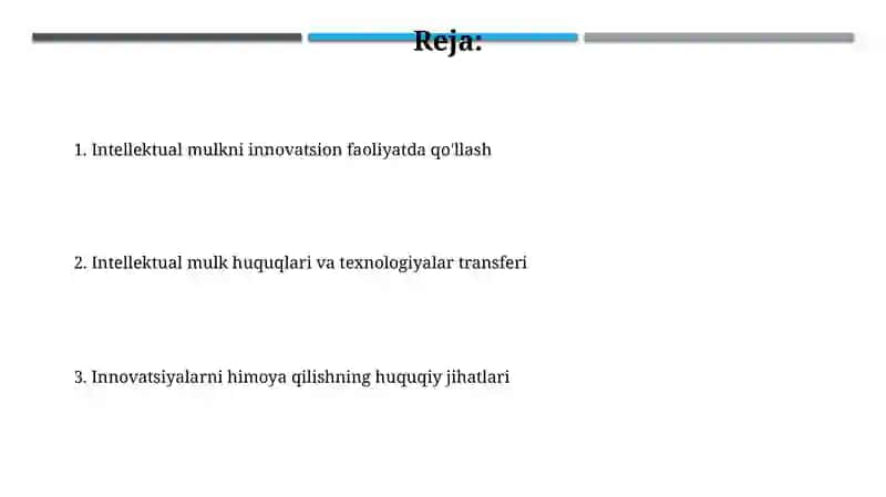 Intellektual Mulkiy Huquq va Innovatsiyalarni Kommersializatsiya Qilish 2