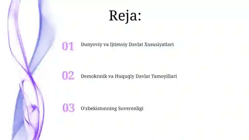 O‘zbekiston suveren, demokratik, huquqiy, ijtimoiy va dunyoviy davlat 2