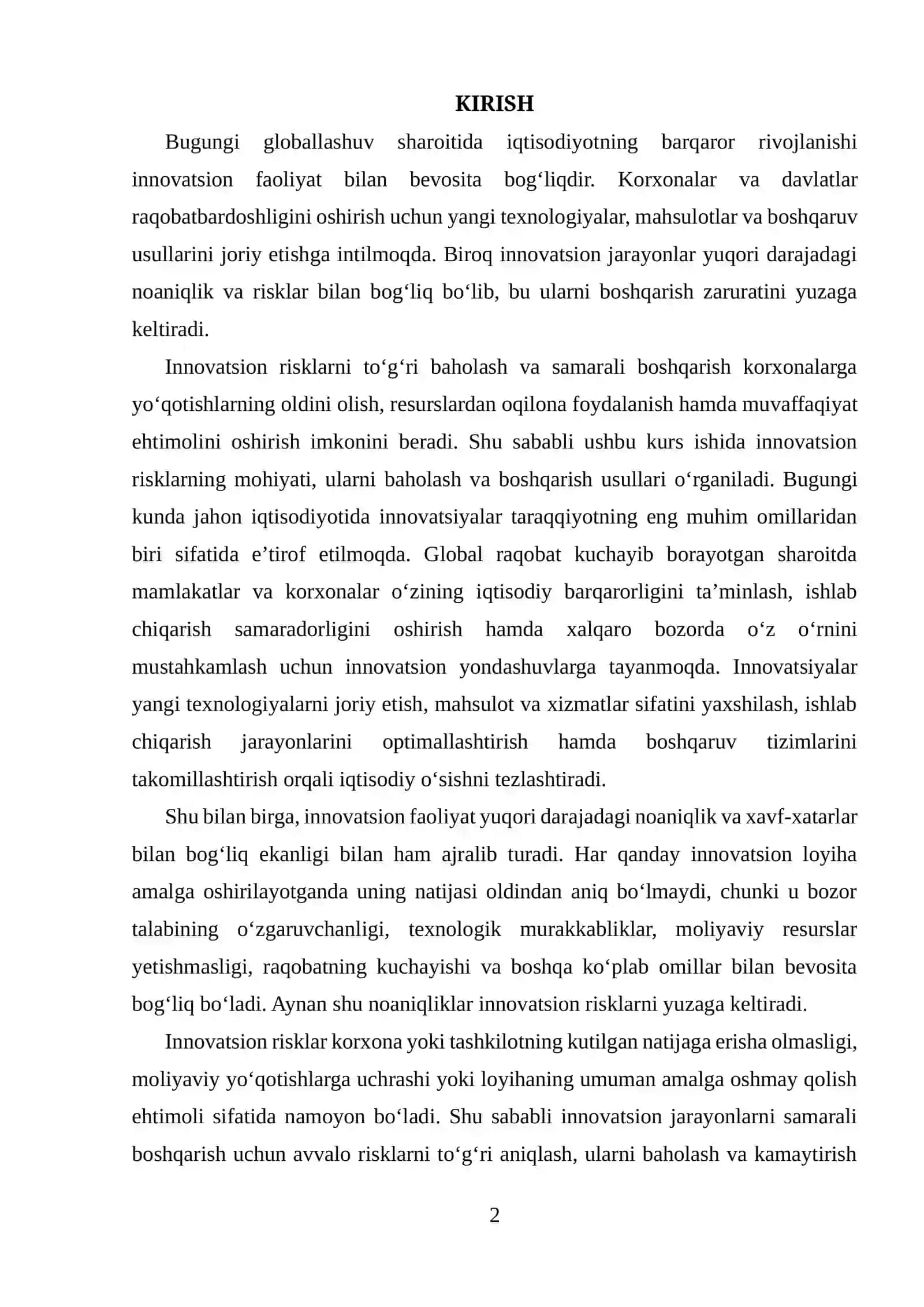INNOVATSION RISKLARNI BAHOLASH VA BOSHQARISH 2