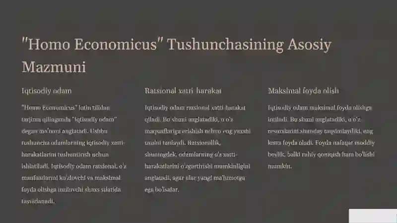 "Homo Economicus": Kirish 2