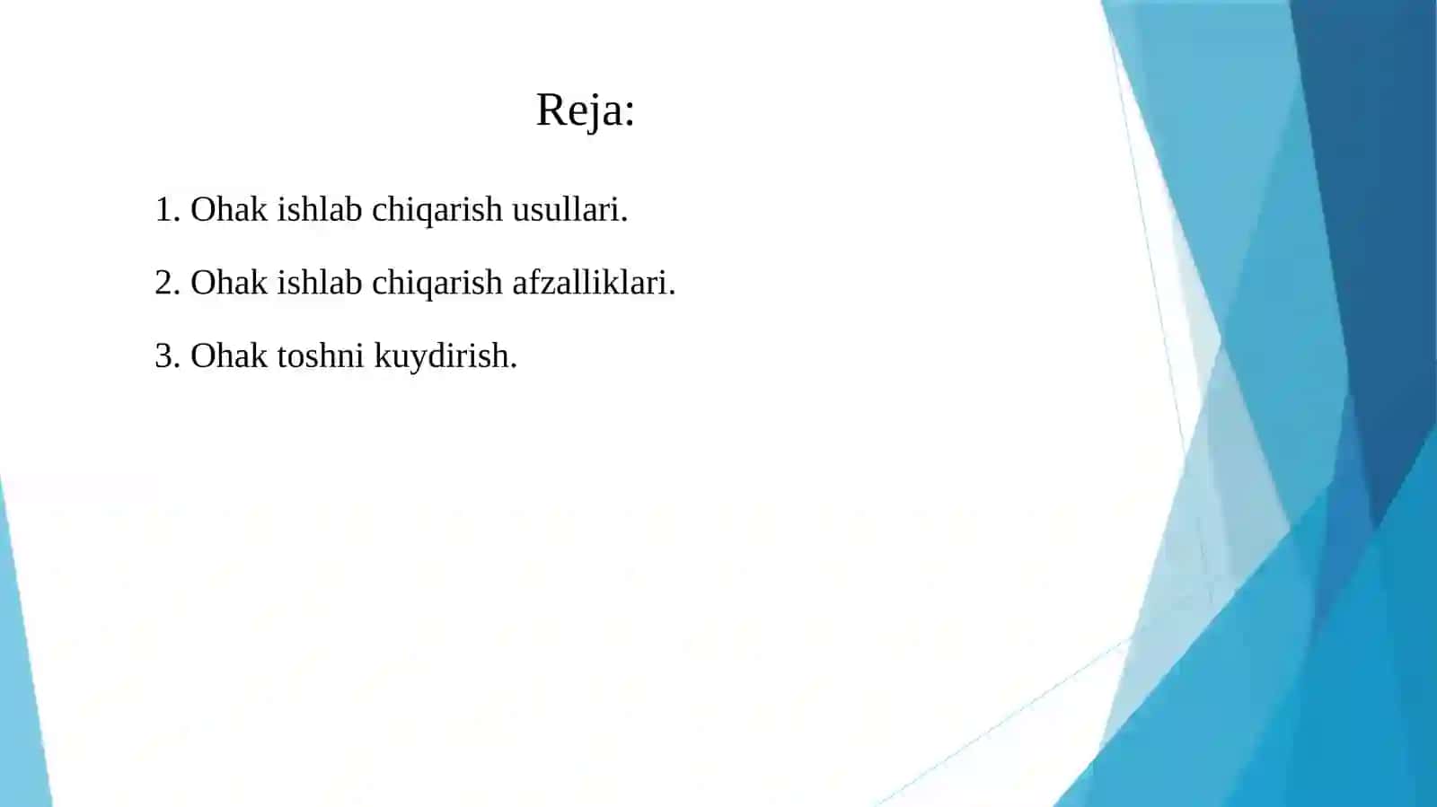 Ohakni ishlab chiqarish usullari, afzallik va kamchiliklari ishlatiladigan xomashyolar 2
