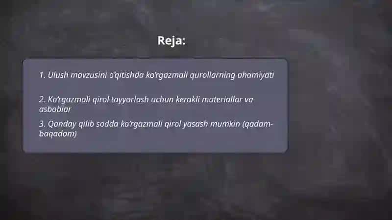 Ulush mavzusi bo’yicha ko’rgazmali qurollardan foydalanish 2