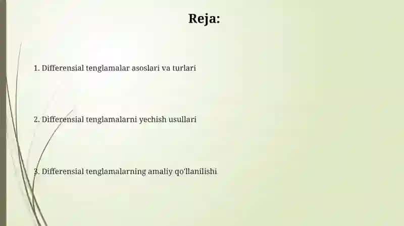 Differensial tenglamalar haqida tushuncha 2