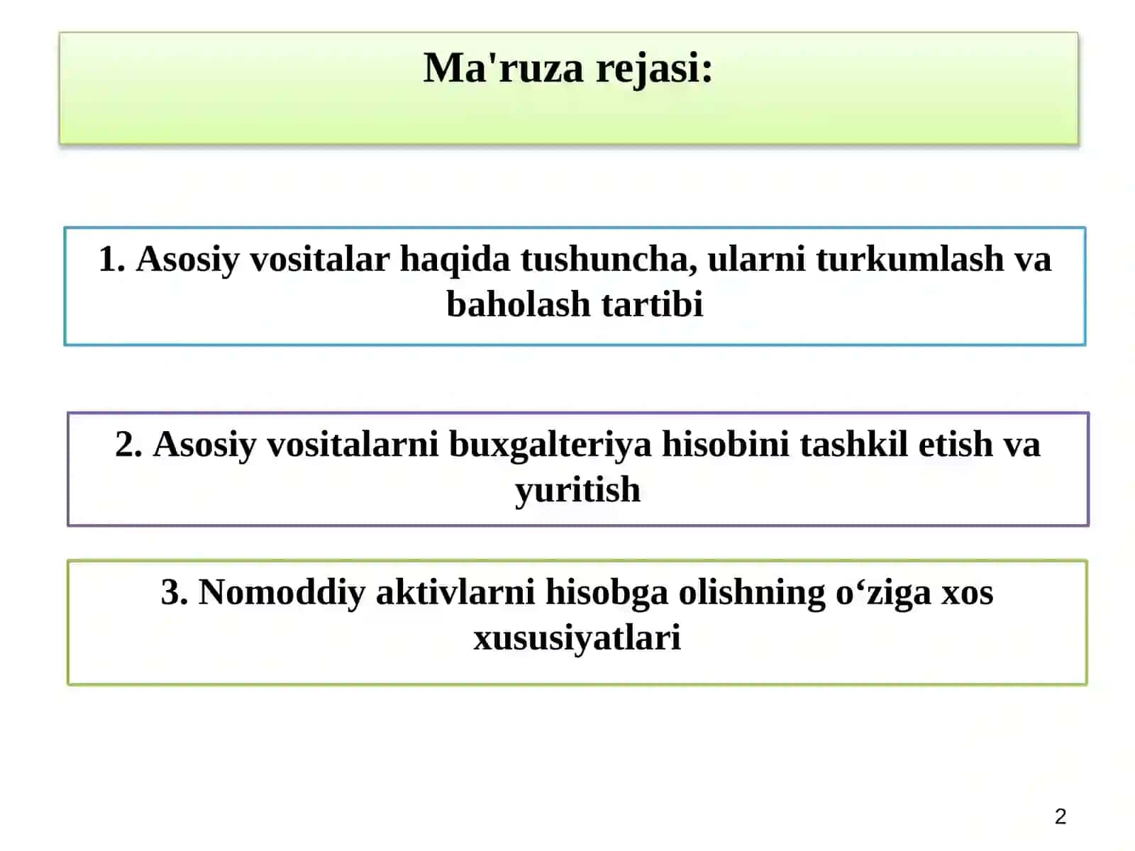 Uzoq Muddatli Aktivlar Hisobi 2