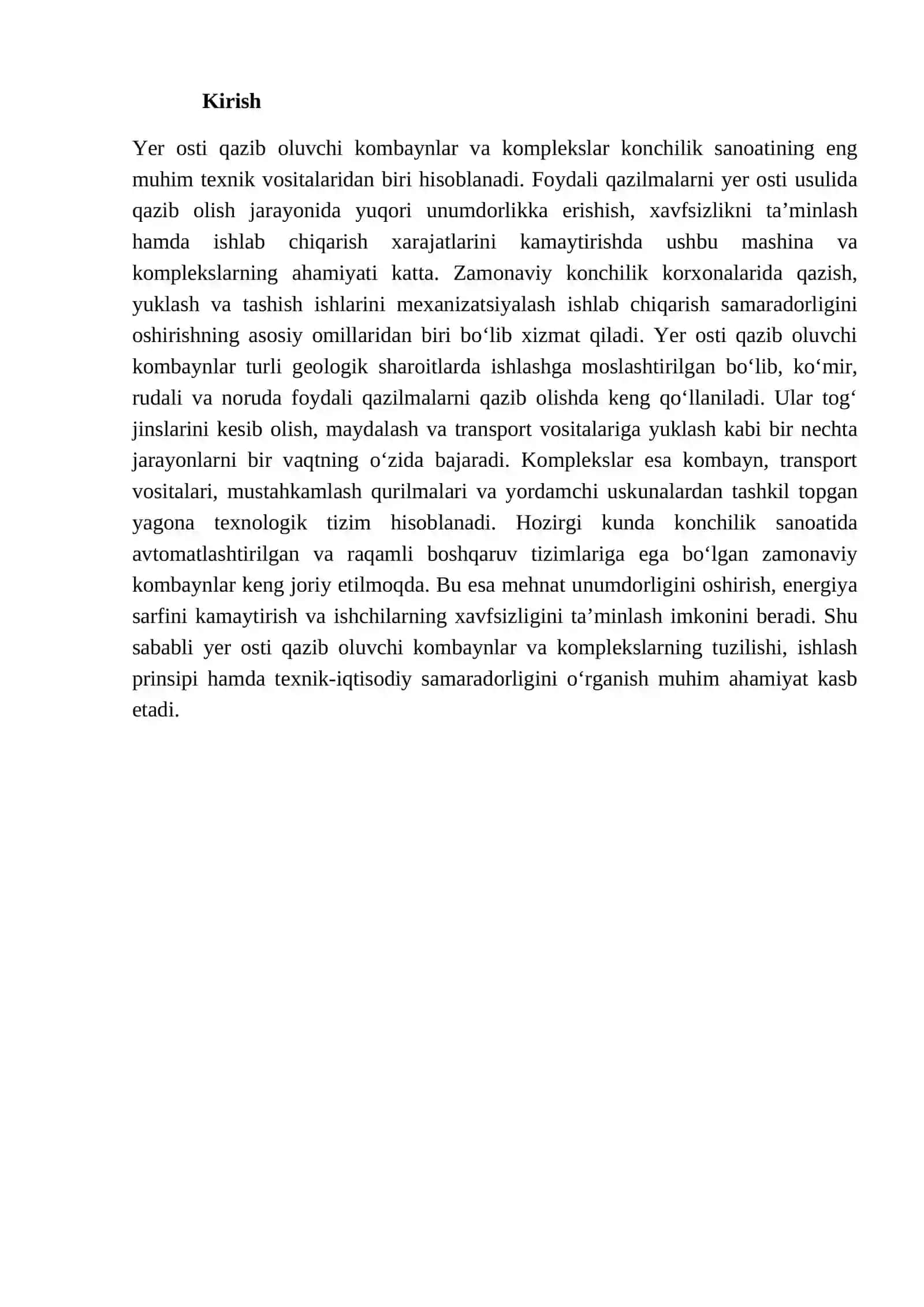 Yer osti qazib oluvchi kombaynlar va komplekslar 2