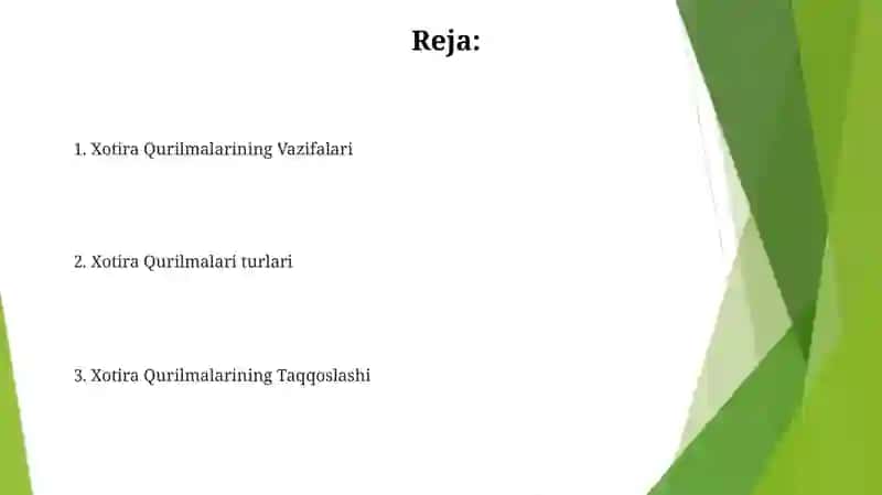 Xotira qurilmalari. Ularning turlari va vazifalari 2