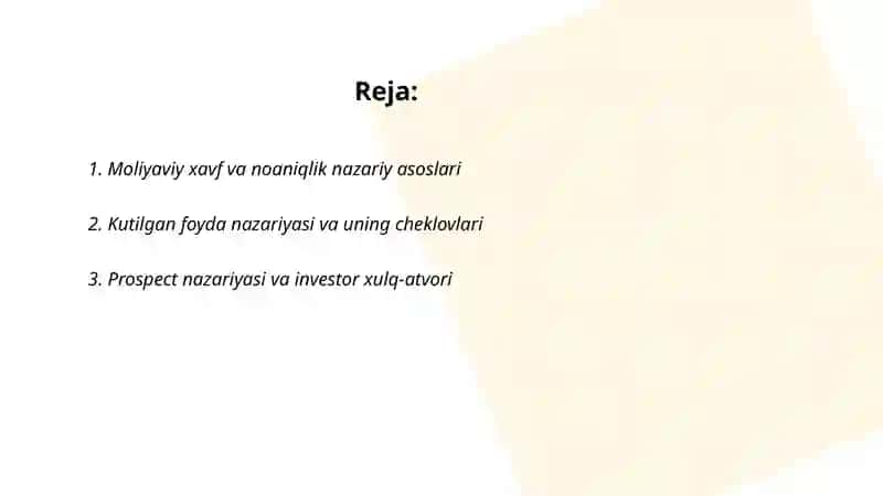 Moliyaviy hatarlar va noaniqlik sharoitida investitsiya qarorlarini qabul qilishning modellari 2