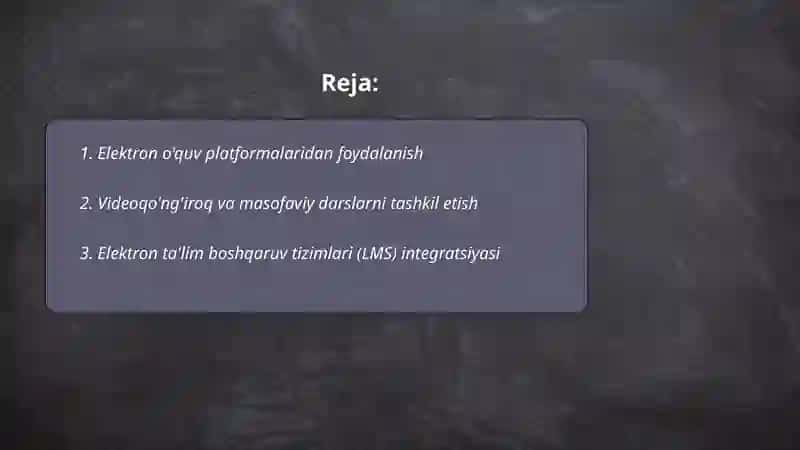 Elektron o'quv platformalaridan foydalanish 2