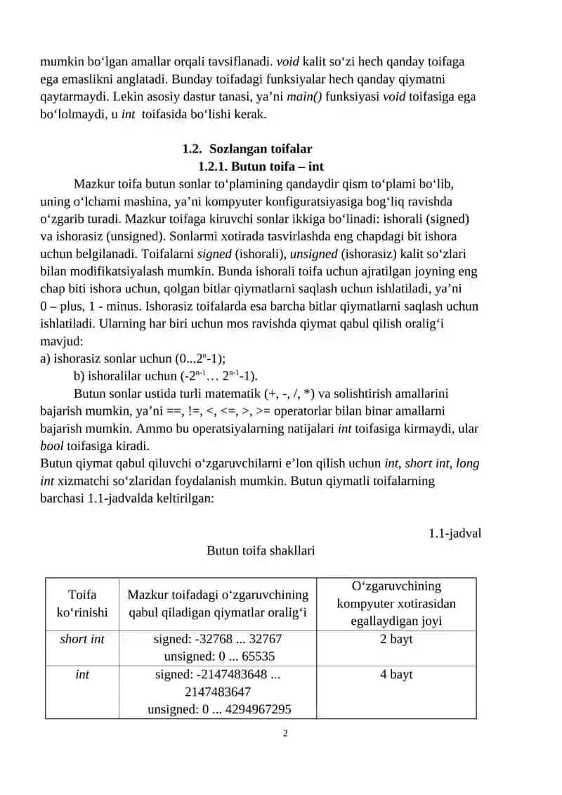 Ma’lumotlar toifalari 2