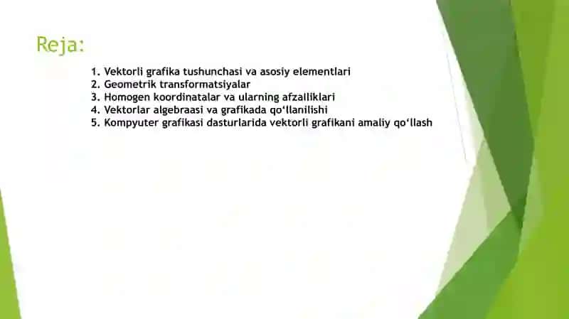 Vektorli grafikaning matematik asoslari 2