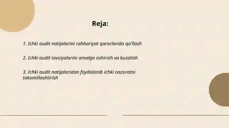 Ichki audit natijalaridan foydalanish 2