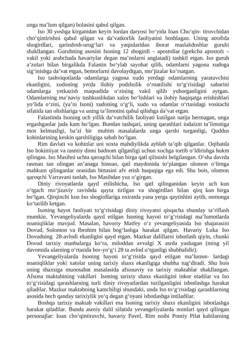 XRISTIANLIK: MOHIYATI, MANBALARI VA XUSUSIYATLARI 2