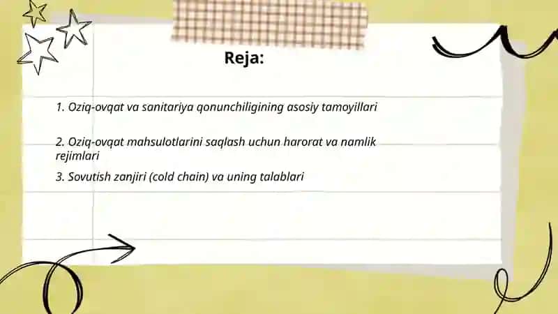 Oziq-ovqat va sanitariya qonuniyati 2