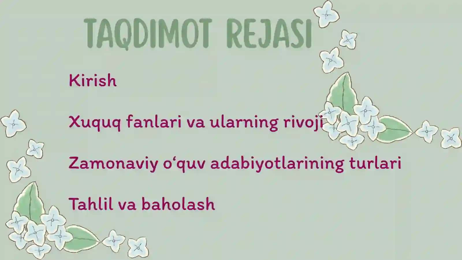 Zamonaviy òquv adabiyotlarini taxlil qilish 2