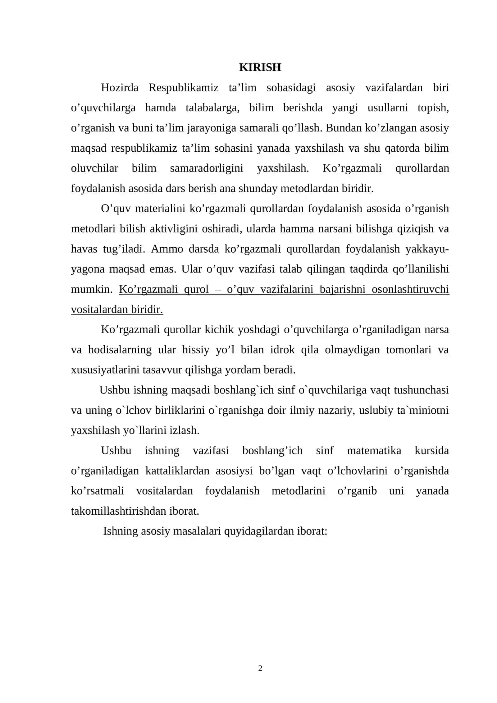BOLALARDA VAQT HAQIDA TUSHUNCHALARNI SHAKLLANTIRISH BO'YICHA TA'LIMIY FAOLIYAT ISHLANMASINI TUZISH 2