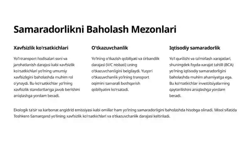 Yo'l Muhandislik Jihozlarini Samaradorligini Baholash 2