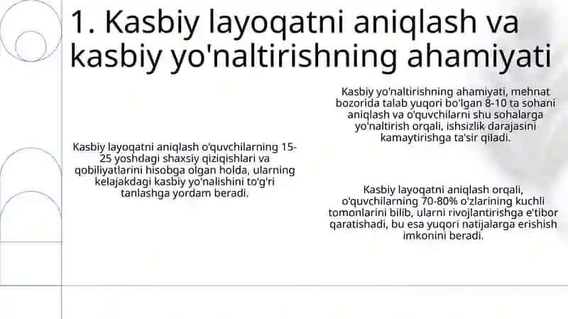 Kasbiy layoqat va yo'naltirish 2