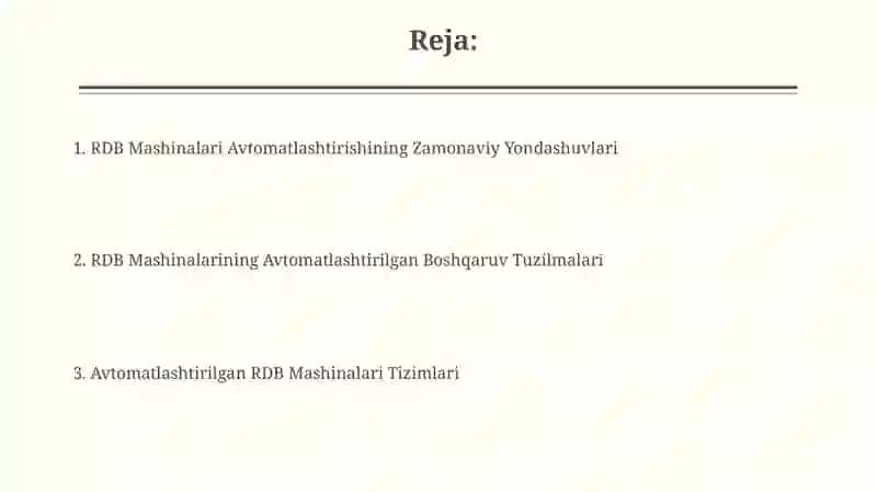 RDB Mashinalari Avtomatlashtirishining Zamonaviy Yondashuvlari 2