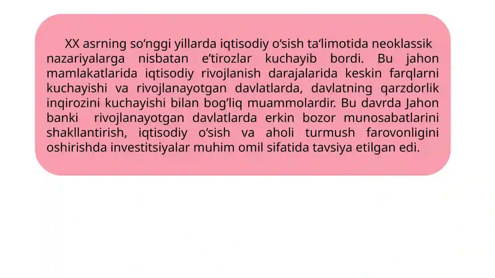 Iqtisodiy o‘sishning texnologik modeli va g’oyalari 2