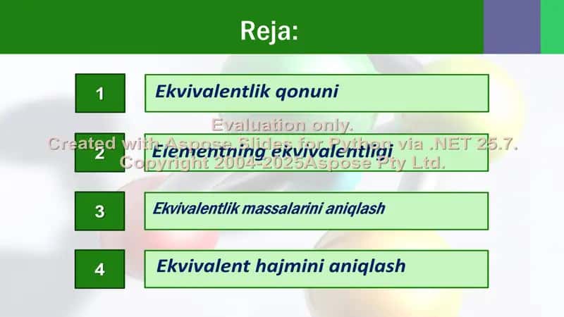 Ekvivalent massalarini aniqlash 2