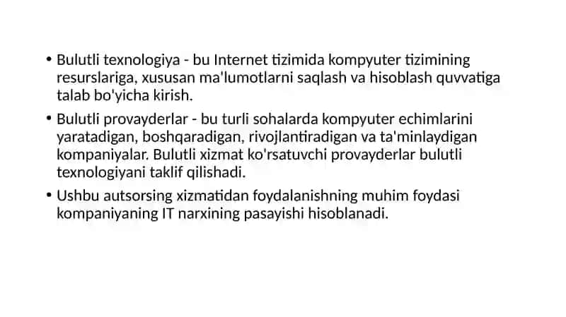 Bulutli texnologiyalar va ular bilan ishlash 2