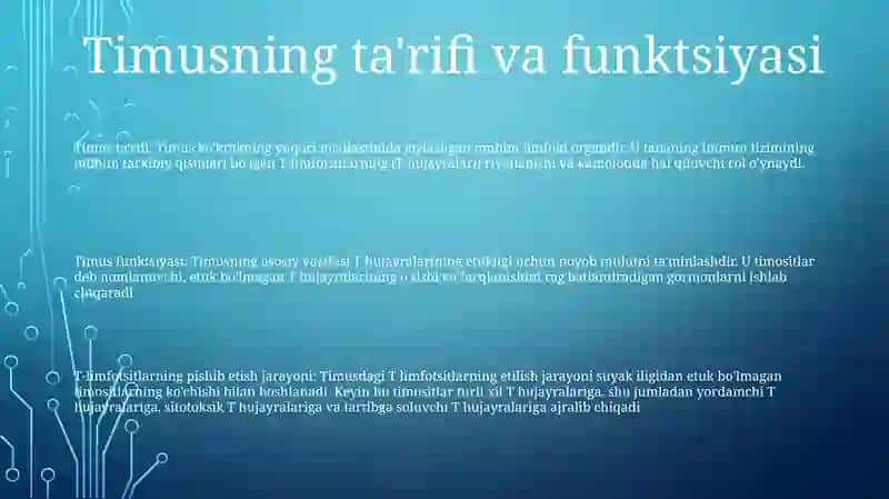Timusdagi T-Limfositlarning Yetilish Jarayoni 2