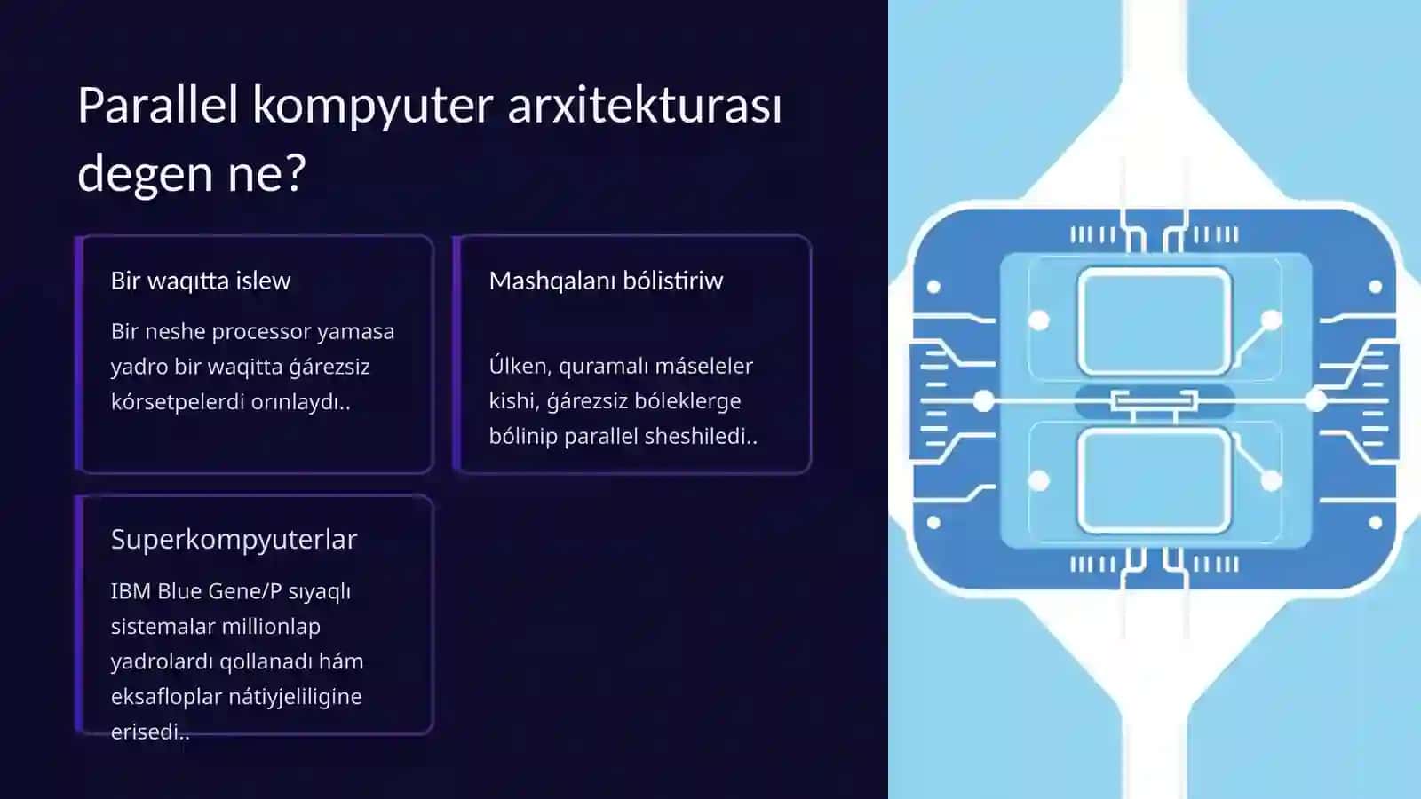 Parallel kompyuter arxitekturası hám programmalastırıwda matematikalıq model hám modellestiriw. 2